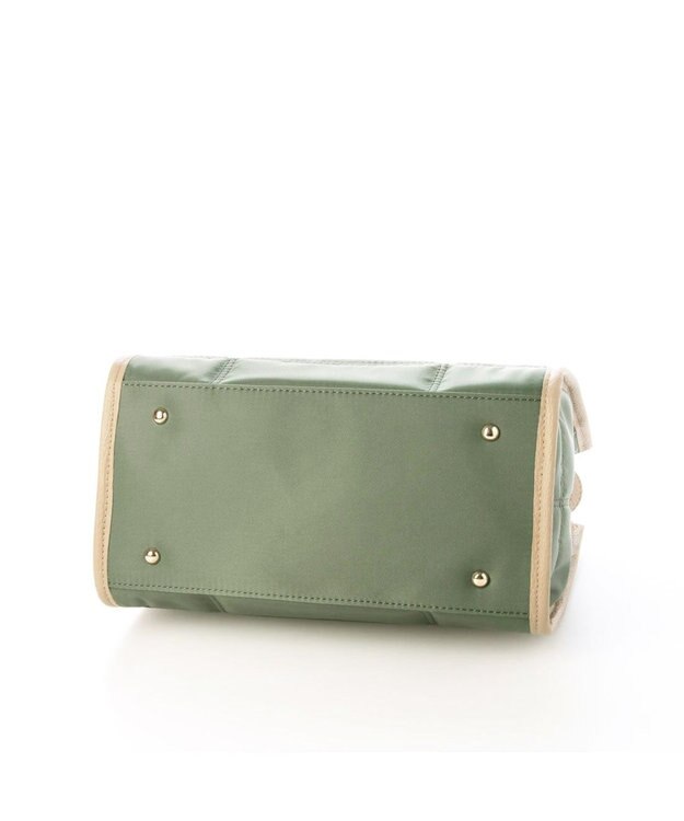 UNBILLION ペルケ perche / ナイロンキルト×クロコ型押し牛革2wayトートバッグS グリーン