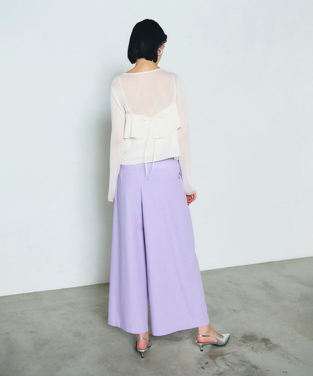 GRACE CONTINENTAL ツータックベルトワイドパンツ ラベンダー