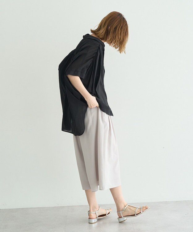 YECCA VECCA 【ドライタッチ】シアーバックギャザーシャツ Black