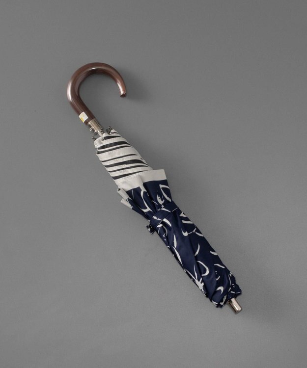 AURORA NINA RICCI ニナリッチ ドローイング花柄プリント 晴雨兼用傘（折りたたみ傘・トップフラット） ネイビー