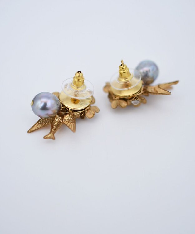 monshiro 【ガラスパール】ハナビワトトリプチ ピアス ゴールド