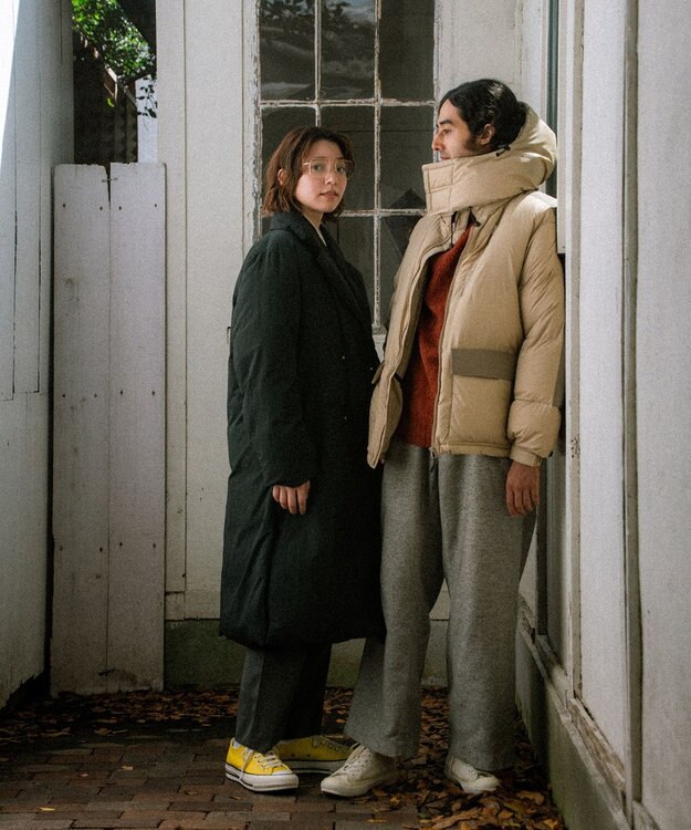 KWD 【日本製/高品質ダウン】BOX DOWN JACKET ダウンジャケット ベージュ