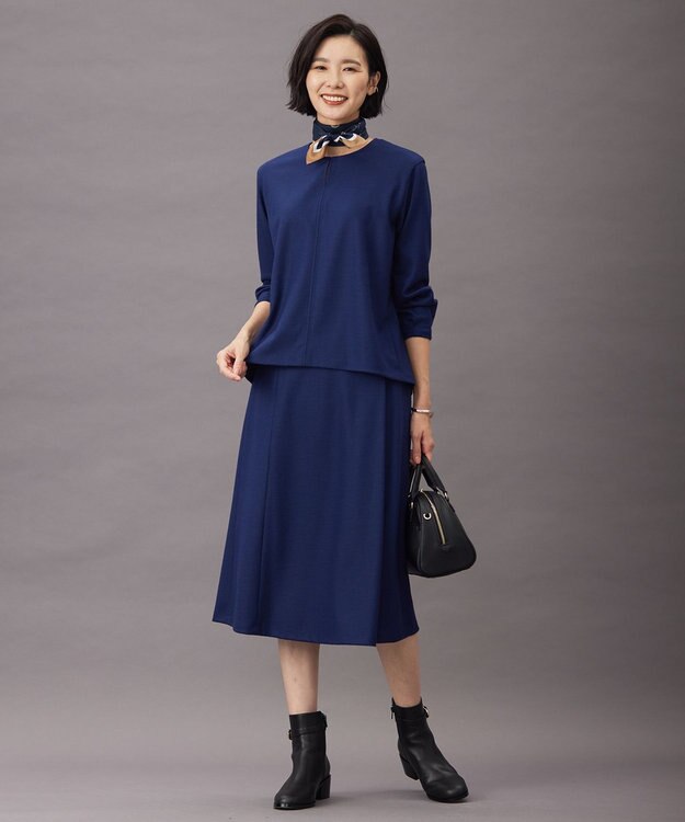 J.PRESS LADIES 【洗える】ウールスムース スカート ブルー系