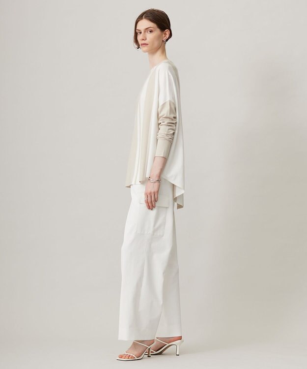 ICB 【洗える】 ヴィスコースワイド 配色デザインプルオーバー トープ×オフホワイト系