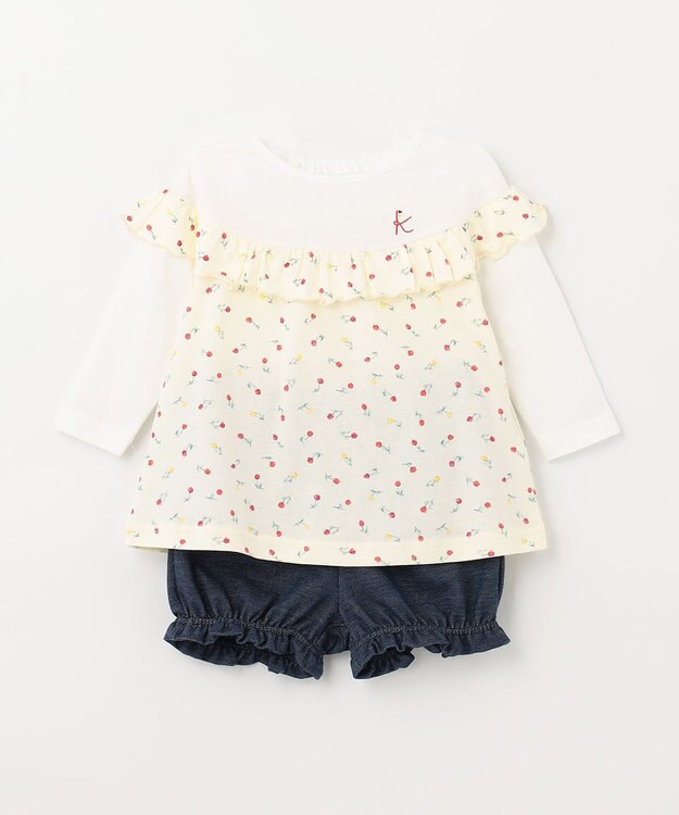 組曲 KIDS 【80-90cm】Tulips Shower セットアップ ベージュ系5