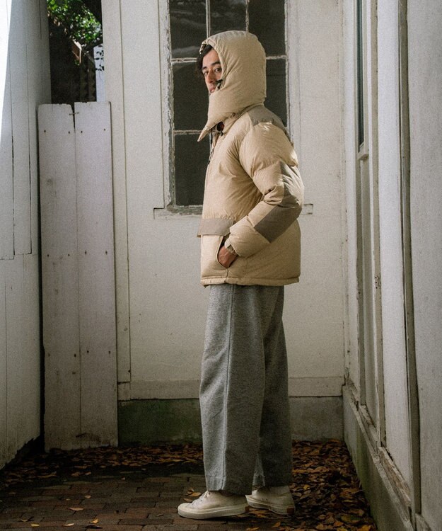 KWD 【日本製/高品質ダウン】BOX DOWN JACKET ダウンジャケット ベージュ