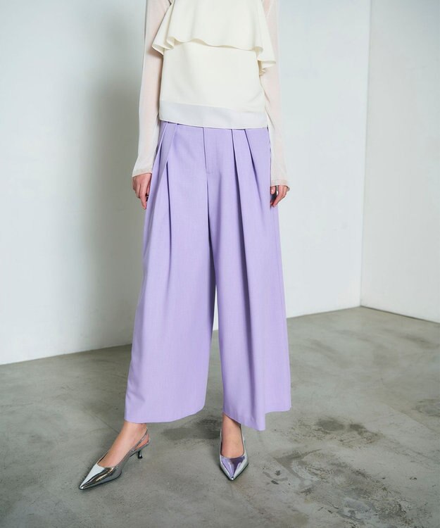 GRACE CONTINENTAL ツータックベルトワイドパンツ ラベンダー