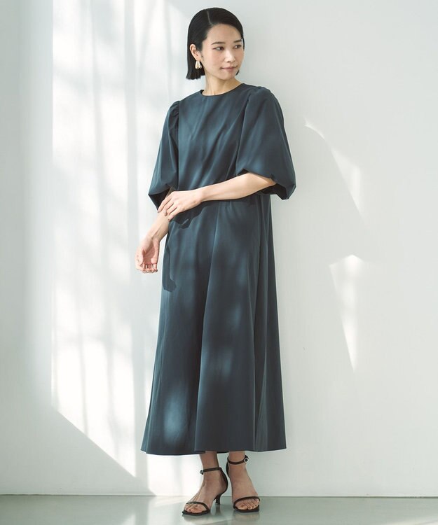 UNFILO FINE MOVE ボリュームスリーブ ワンピース [WEB限定]チャコール