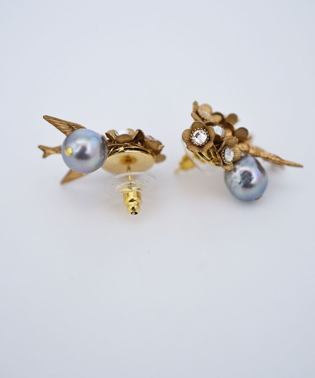 monshiro 【ガラスパール】ハナビワトトリプチ ピアス ゴールド