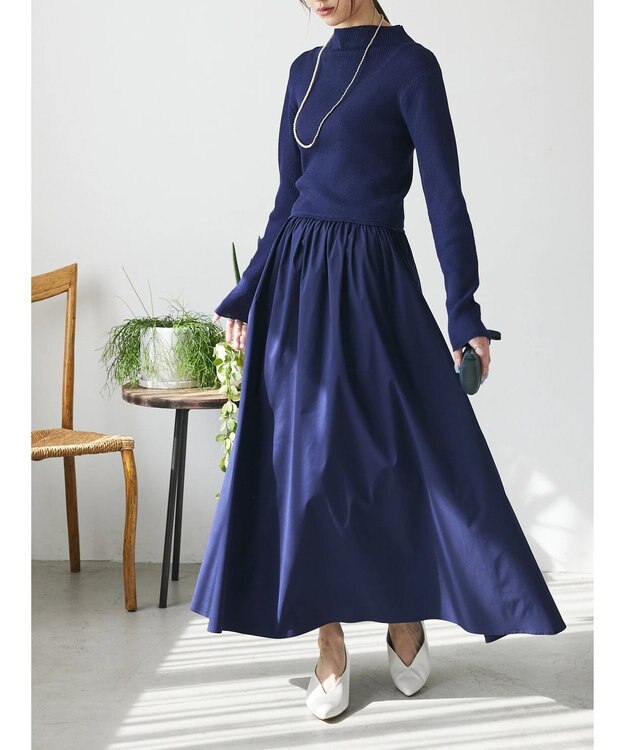 Green Parks AnriettMusee  リブニットドッキングワンピース Navy