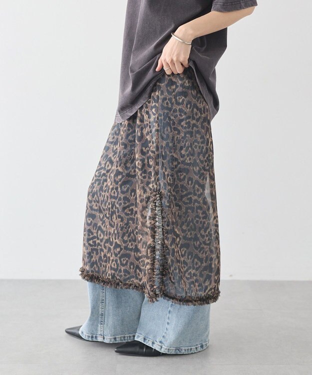 earth music&ecology レイヤードスカート(Long) Leopard