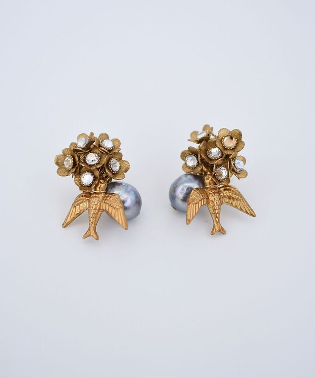 monshiro 【ガラスパール】ハナビワトトリプチ ピアス ゴールド