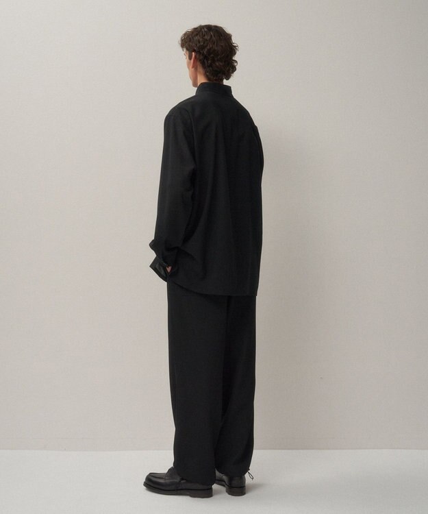 ATON TWIST WOOL WASHER | オーバーサイズシャツ - UNISEX BLACK