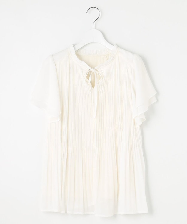 Feroux 【2WAY】シフォンジョーゼットプリーツ ブラウス アイボリー系