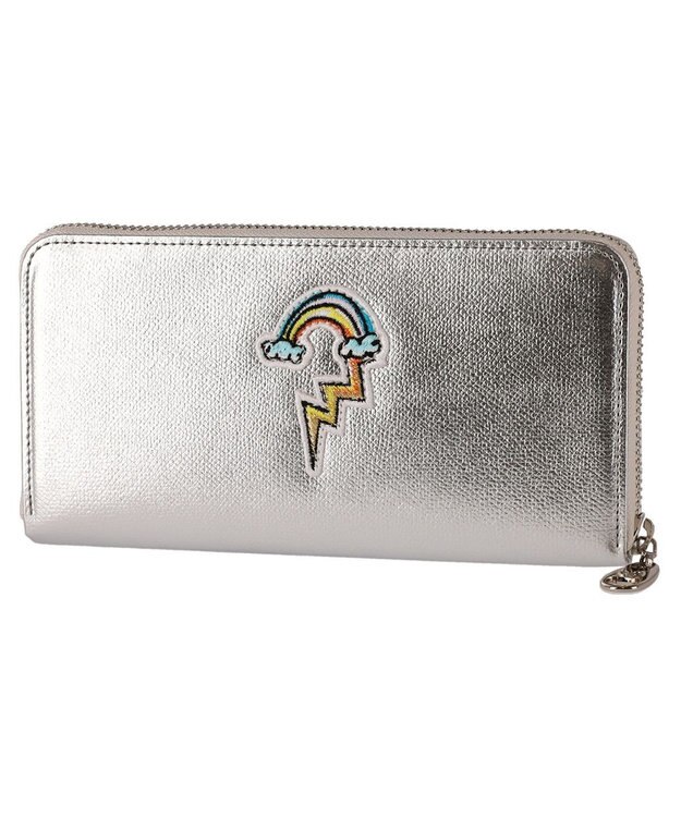 tsumori chisato CARRY ラブワッペン ラウンドファスナー長財布 シルバー