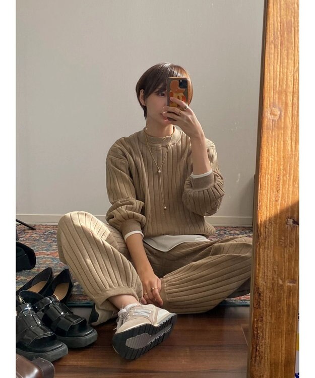 Green Parks リブニットプルオーバー Beige