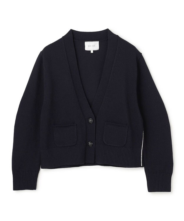 BEIGE， HELIODOR / マリンボタンクロップドカーディガン Navy