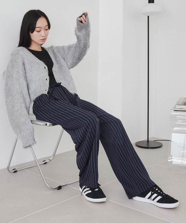 WEGO ファータッチニットショートカーデ ライトグレー