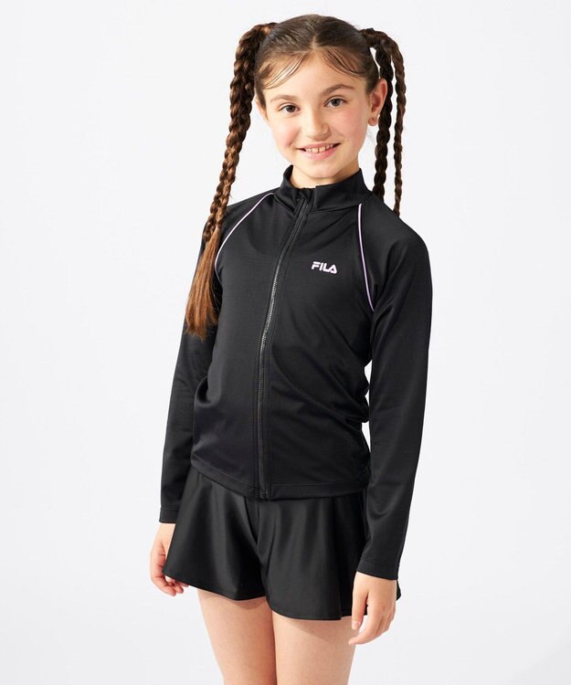 OP／FILA 【FILA】男女兼用ベーシックラッシュガード ブラック×パープル