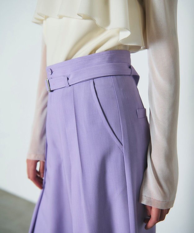 GRACE CONTINENTAL ツータックベルトワイドパンツ ラベンダー