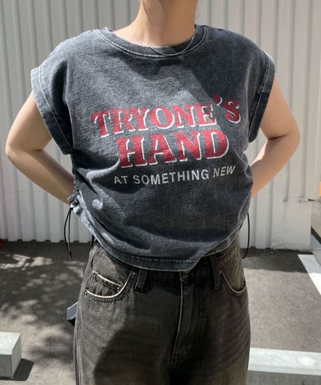 WEGO ヴィンテージウォッシュドロストデザインT スミクロ