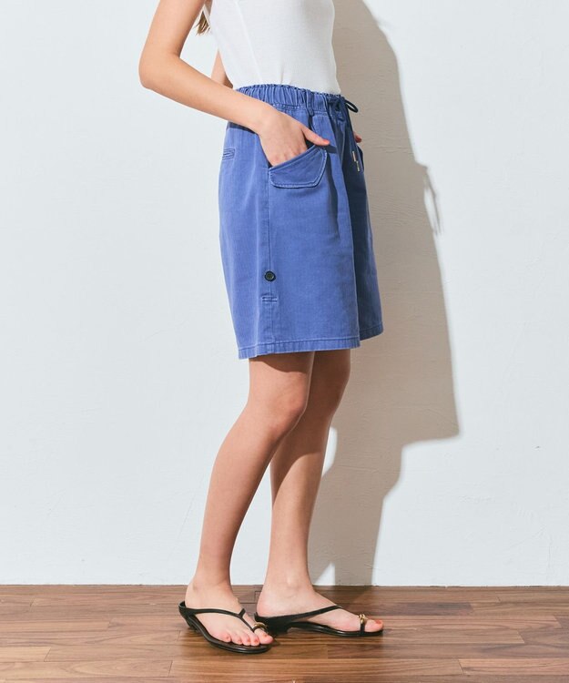 GRACE CONTINENTAL ヘリンボーンツイルハーフパンツ ネイビー