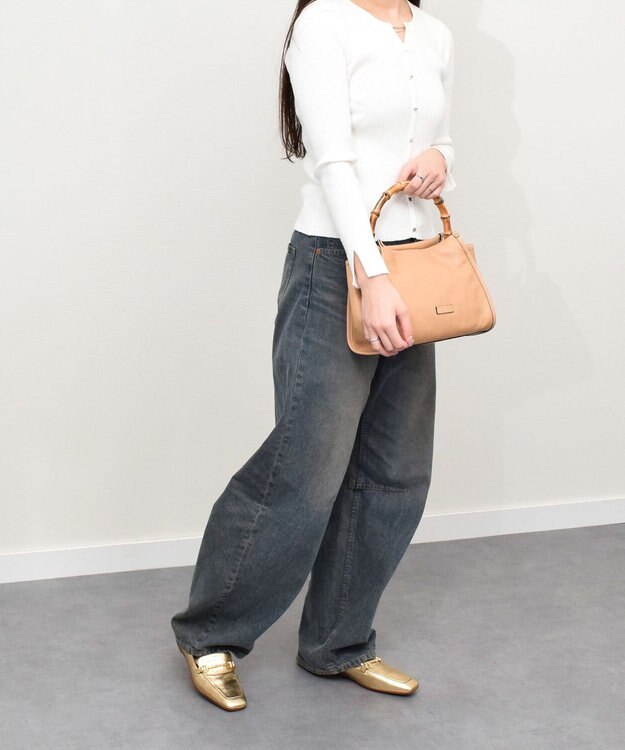 INTER-CHAUSSURES 【LORISTELLA】バンブーハンドルレザーバッグ ベージュ