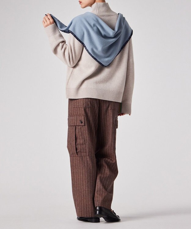 Paul Smith ブランケットステッチ トライアングル スカーフ ブルー