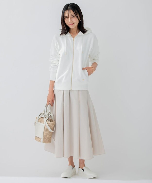 23区 【洗える】ハイカウントライトタフタ ギャザースカート ベージュ系