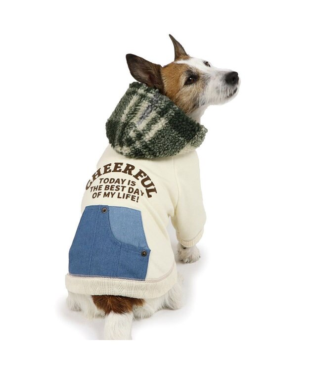 PET PARADISE ペットパラダイス ポケット付きトレーナー 《デニムチェック柄》 小型犬 ホワイト