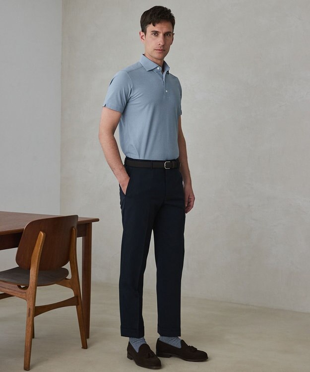 GOTAIRIKU セットアップ対応【ロングセラー】ウォッシャブル サマーウール100％パンツ(ノータック)26年モデル ネイビー系