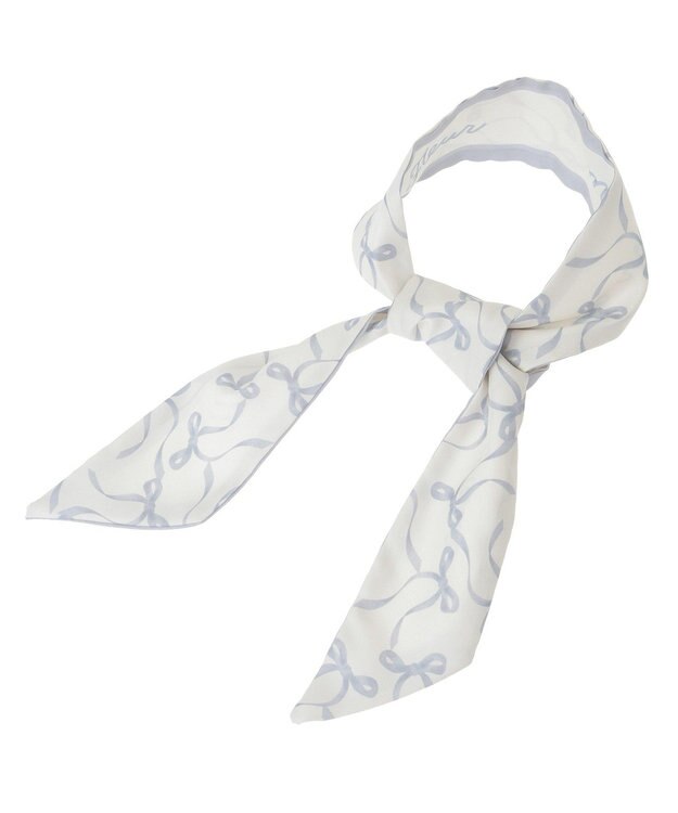 Maison de FLEUR リボンプリントスカーフ Blue