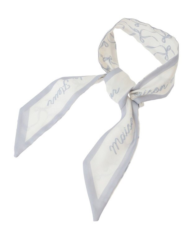 Maison de FLEUR リボンプリントスカーフ Blue