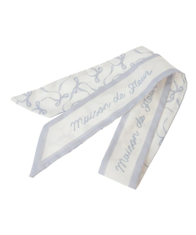 Maison de FLEUR リボンプリントスカーフ Blue
