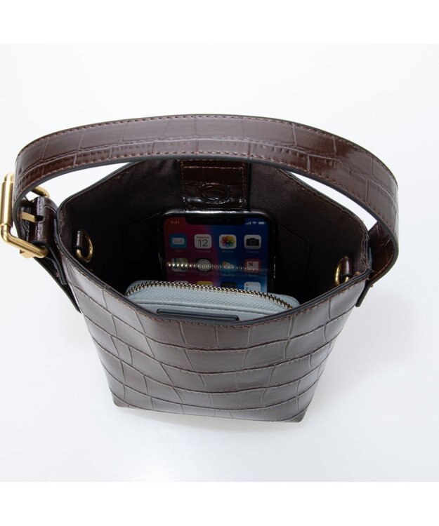 UNBILLION カシュカシュ cachechche / クロコ型押し2wayミニショルダー チョコ