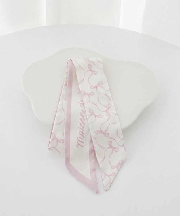 Maison de FLEUR リボンプリントスカーフ Pink