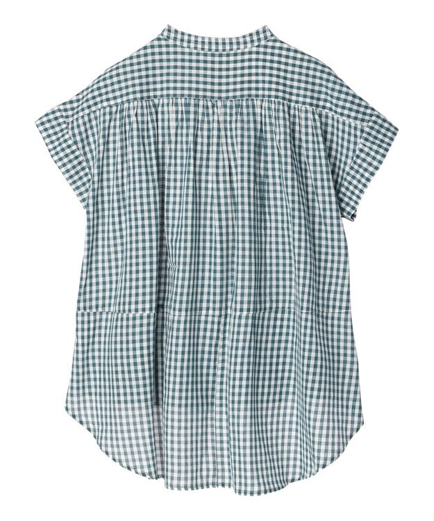 AMERICAN HOLIC フレンチスリーブバック切替シャツ Check Green
