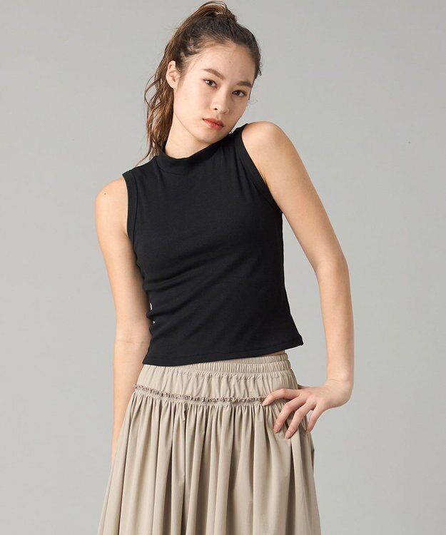 Chacott ソフトリブノースリーブTシャツ ブラック