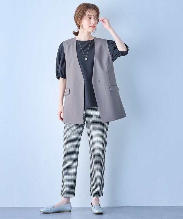 ANY L 【セットアップ可能/ストレッチ】イージーケアジレ グレー