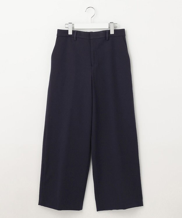 自由区 【裏起毛/撥水加工】TRギャバ ワイドクロップドパンツ ネイビー系