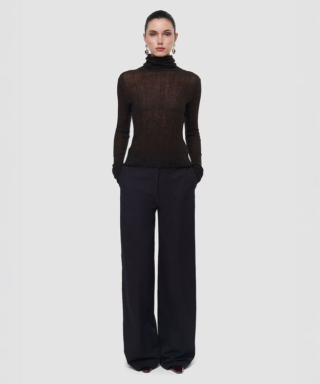 JOSEPH シアーウールリブ ハイネックニット Cocoa