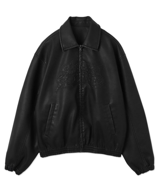 WEGO 【ユニセックス着用ITEM】PUダメージアップリケブルゾン ブラック