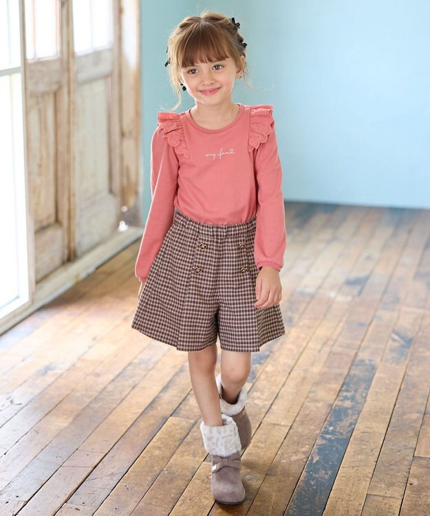 ANY KIDS チェックショートパンツ ブラウン