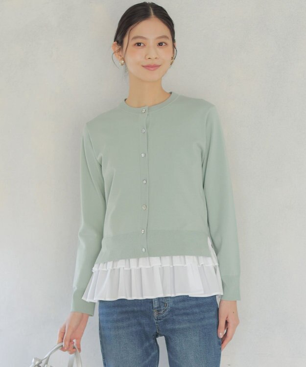 組曲 【先行予約】アトランダムビジューボタンカーディガン ミントグリーン系