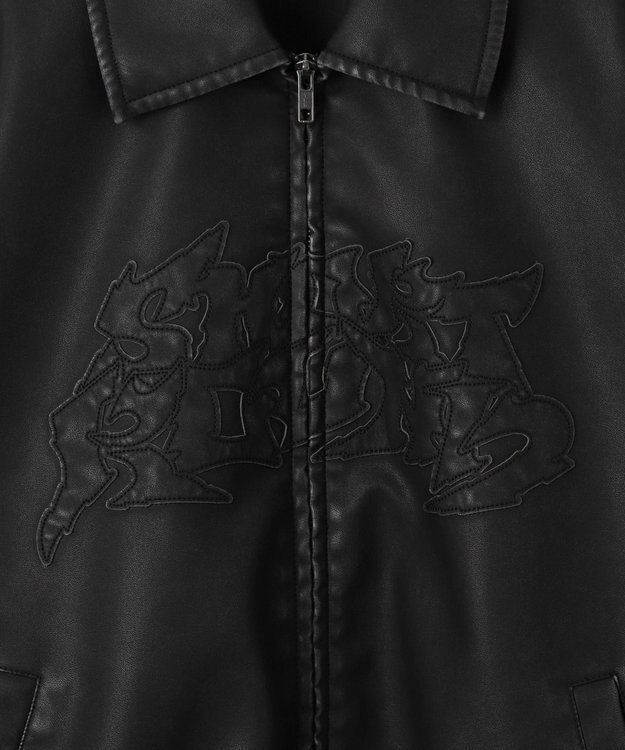 WEGO 【ユニセックス着用ITEM】PUダメージアップリケブルゾン ブラック