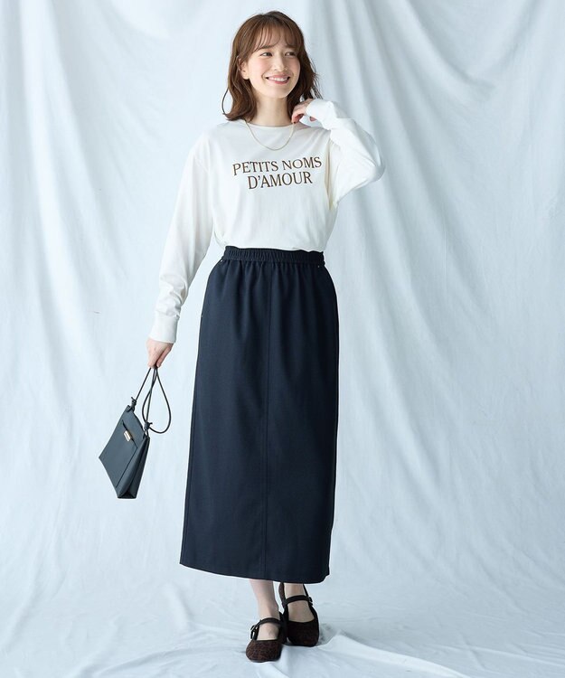 ANY 【洗濯機可】フロッキーロゴロングＴシャツ オフ（ブラウンロゴ）