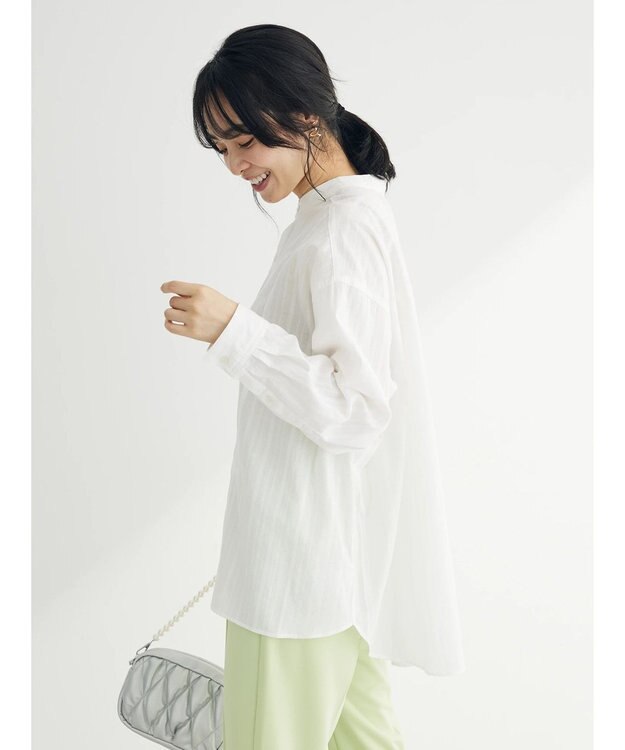 Green Parks カラミバンドカラーシャツ Off White