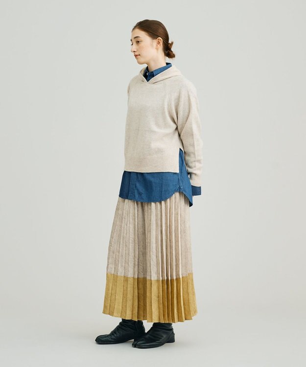 J.PRESS YORK STREET 【WOMEN】ウールカシミヤ フーディニット ホワイト系