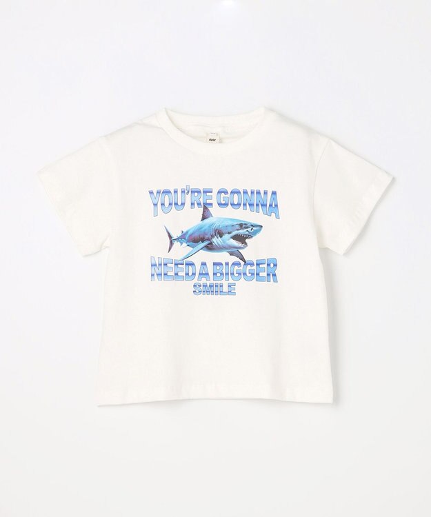 ANY KIDS 【洗濯機可能】サメプリント 半袖Tシャツ オフホワイト