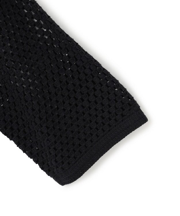 UNFILO L クロシェレースニット ハーフスリーブ プルオーバー ブラック